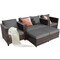 Costway 5PCS Patio Rattan Furniture Set Loveseat Sofa Ottoman Cushioned Red\White